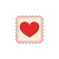 Pink Postage Stamp Heart Icon for Valentine&rsquo;s Day, Romance, and Love Mail Design