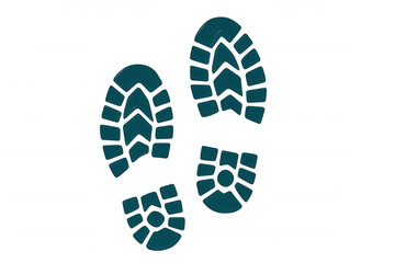Teal hiking boot prints are leaving footprints on a transparent background, creating a concept of journey and exploration