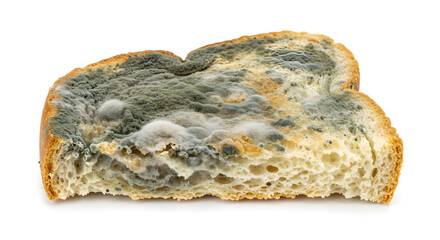 Rotten white bread isolated on white background