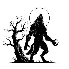 Scary Spooky Werewolf Vector Illustration