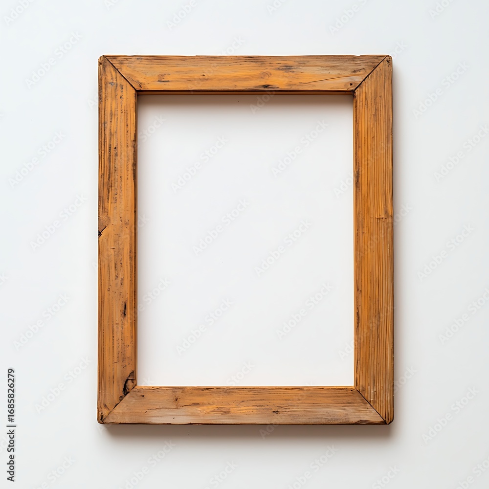 Aufkleber empty wooden frame on light background display on a white background pristine frame