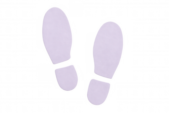 Purple footprints stepping forward, showing directional movement against transparent background
