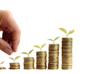 Growing money financial investment savings growth concept, Isolated On white, Png Transparent