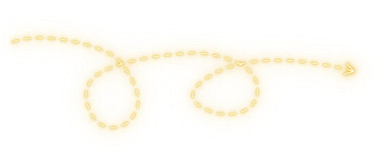 Colorful glowing neon abstract swirl path with light trail and arrow flow direction PNG