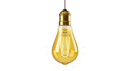 Isolated vintage Edison light bulb with shining filament, classic decorative style