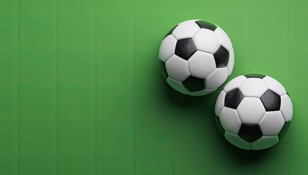 Two soccer balls on a green field (1)