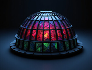 Illuminated Stained Glass Dome Structure colorful architecture