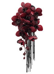 Deep crimson orchid bouquet cascading