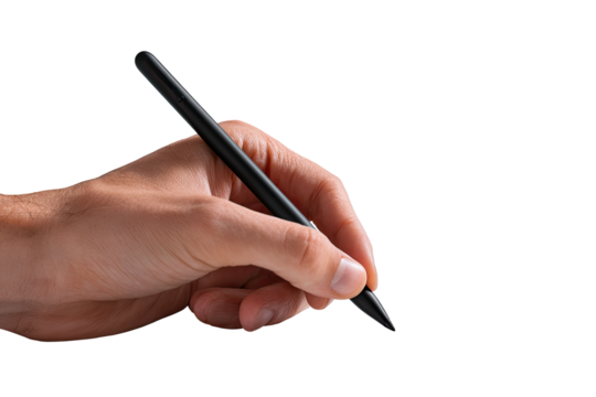 Close-up of hand holding a black stylus