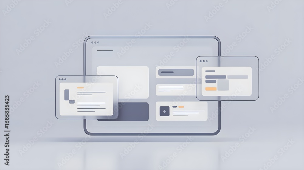 Wall mural minimal 3d workflow widgets on seamless background