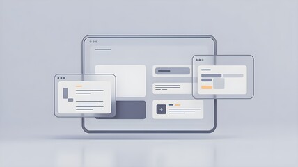 Minimal 3D workflow widgets on seamless background