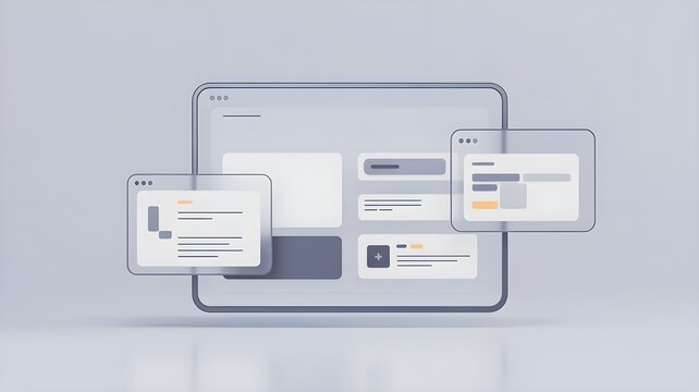 Minimal 3D workflow widgets on seamless background