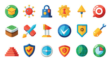 Fototapeta premium Assorted Flat Design Icons for Education Business and Technology Concepts education icons