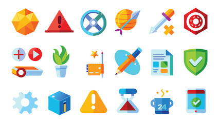 Collection of Flat Design Icons Representing Business Technology and Education Keywords: icon set, flat design, vector, symbols