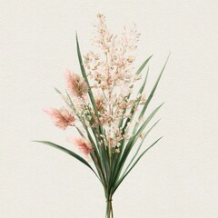 Fototapeta premium Delicate bouquet of pastel pink flowers and grass