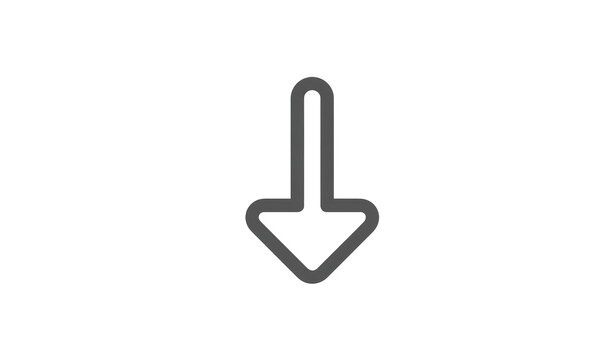 Simple downward arrow icon, dark gray outline