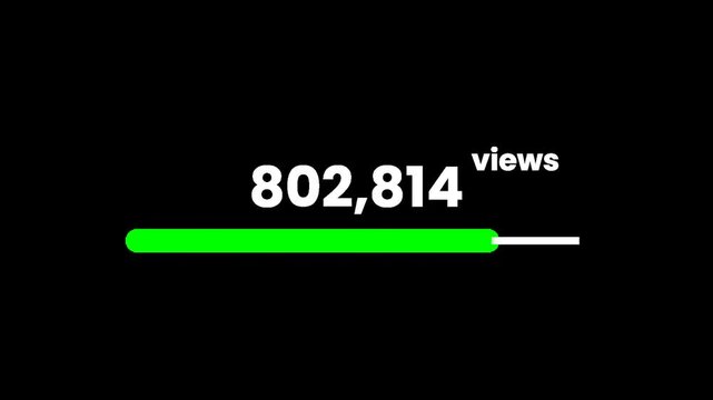 Animated YouTube style views counter update symbolizing social media growth  popularity  and online audience metrics.