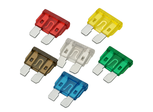Set of automotive fuses isolated on transparent background