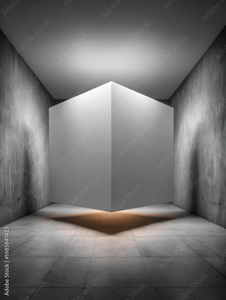 Aufkleber geometric cube: an intriguing interplay of light and shadow defines a minimalist architectural scene