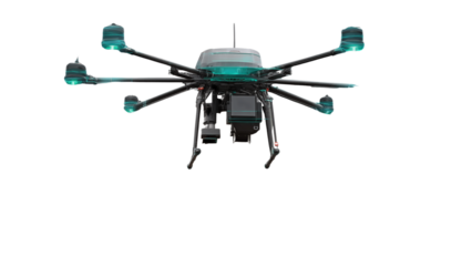 Advanced drone technology. Hexacopter drone with camera isolated on white background. Isolated on transparent background, png