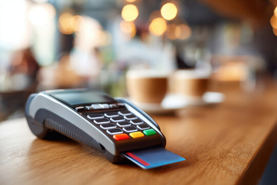 Payment terminal at a cafe