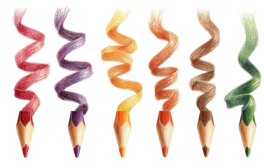 Colorful, curly crayons in a spectrum of hues (1)
