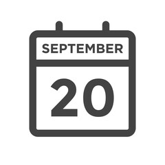 September 20 Calendar Day - Calender Date for Deadline, Appointment