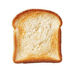 Close-up of a toasted bread slice.  Golden-brown crust, pale interior.  Evenly browned,  showing texture