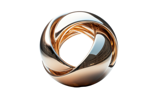 Shiny silver spiral ball ornament with swirl patterns and decorative top