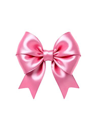 Fototapeta premium Shiny Pink Satin Gift Bow, 3D Illustration, Elegant Glossy Texture, Isolated on Transparent Background