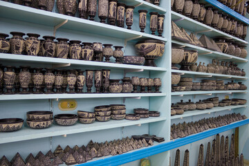 Showcase in the shop with Egyptian souvenirs