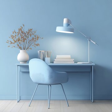 laptop and lamp on table