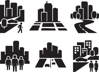 Urban Life Vector Set City Activities and Daily Routine Icons