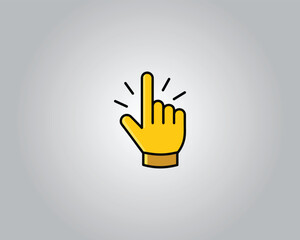 Yellow hand pointing upwards vector template icon illustration click action vector