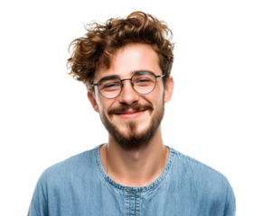Portrait of a happy young man with glasses and a cheerful smile