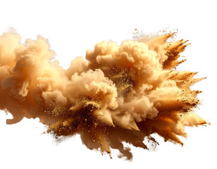 Abstract smoke texture with powdery splash and flying dust particles. Brown dirt clou  