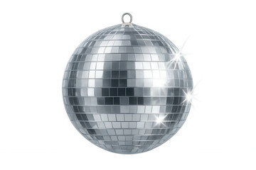 Classic disco ball reflecting bright spots of light, isolated on transparent background, perfect for party and celebration visuals