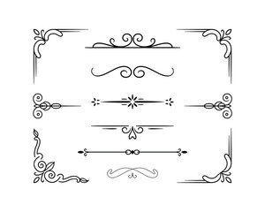 Symmetrical Floral and Ornate Frame Designs for Elegant Decorations Vector Illustration