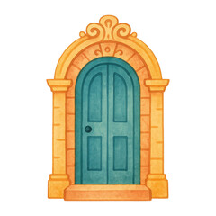 Obraz premium PNG Vintage ornate door illustration.