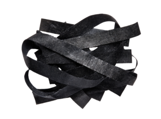 Dark, tangled pasta strands