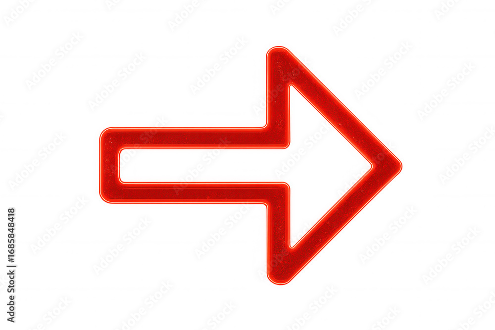 Aufkleber glowing red directional arrow, transparent backdrop, highlighting design elements and visual present