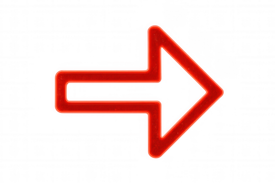 Glowing red directional arrow, transparent backdrop, highlighting design elements and visual presentations with dynamic impact