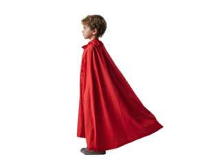 Young superhero in a red cape