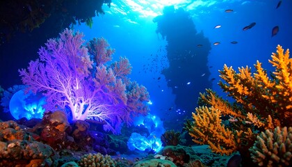 Fototapeta premium Vibrant coral reef underwater scene