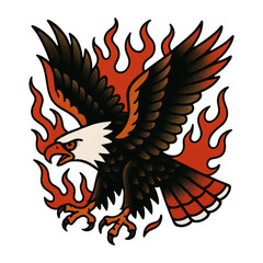Fototapeta premium PNG Fiery eagle tattoo design