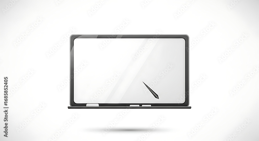 Aufkleber laptop with a blank white screen and a stylus hovering above the screen in a white space ai generate