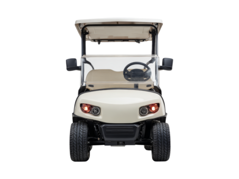 Cream colored golf cart isolated on black background, Isolated On white, Png Transparent