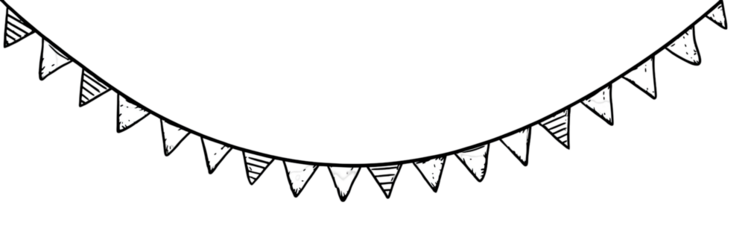 Black string with small white triangular flags