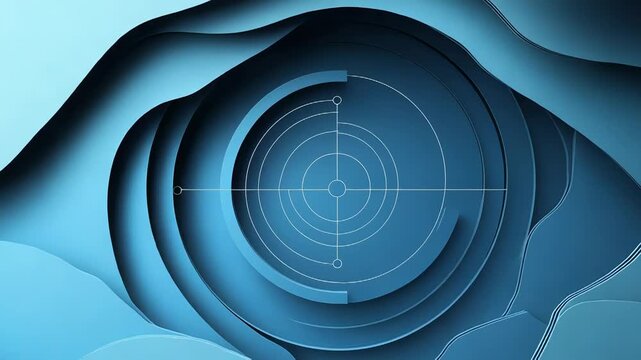 Abstract blue eye watching and focusing on target with paper cutout effect