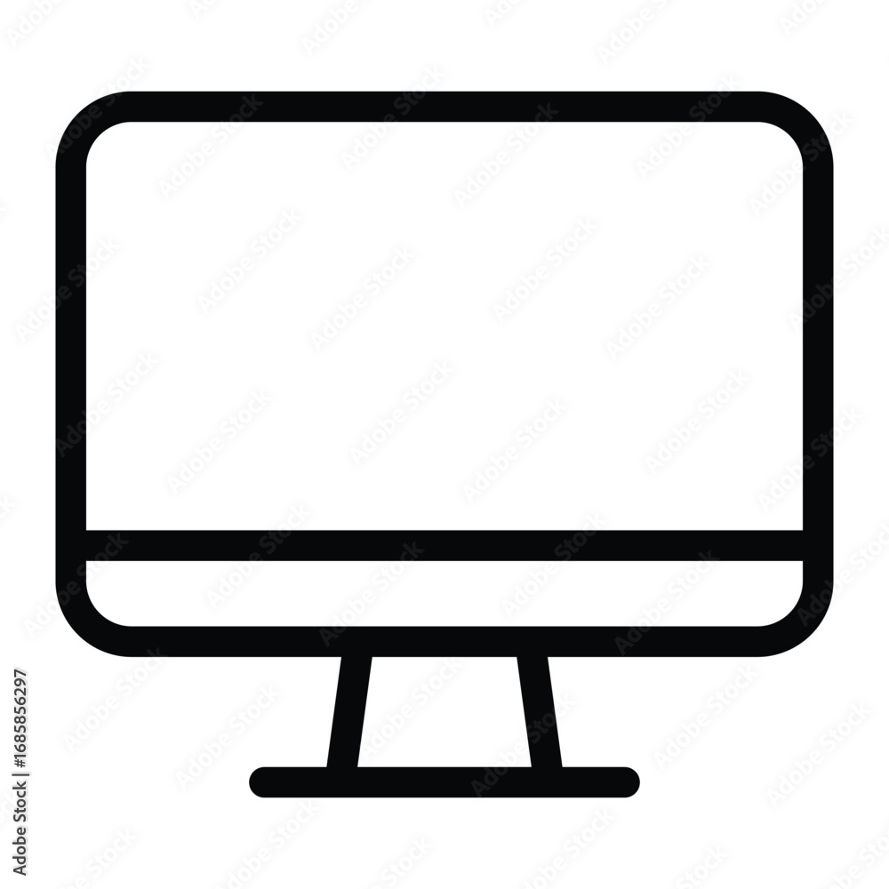 Fototapete computer monitor vector icon. minimal black outline desktop screen symbol for technology, web design